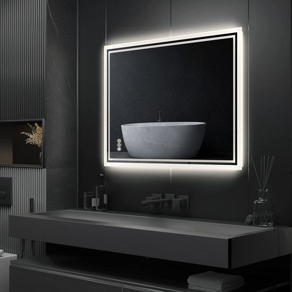 Double vanity mirror on sale with lights